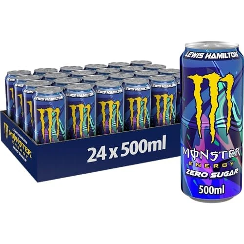 Limited-time offer: Monster Energy LH44 Lewis Hamilton - 24 x 500ml Cans, Energy Drink Zero Sugar with Caffeine, L-Carnitine, Soft Peach Flavour Energy Drink, Vegan from 38.99 GBP to 38.99 GBP (save 0%)