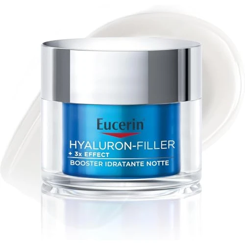 Offerta a tempo: Eucerin Hyaluron-Filler Booster Idratante Notte 50 ml, Crema viso antirughe idratante 72h, Crema viso notte con Acido Ialuronico per una pelle rigenerata al risveglio, Adatta per tutti i tipi di pelle - 0.00% da 19.37 € a 19.37 €
