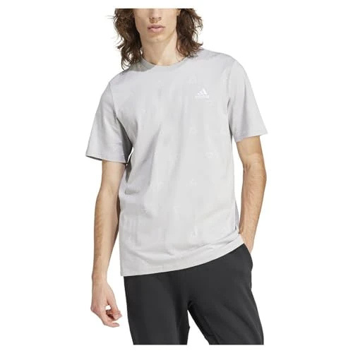 adidas Mężczyźni Seasonal Essentials Monogram Graphic Tee, grey two, M