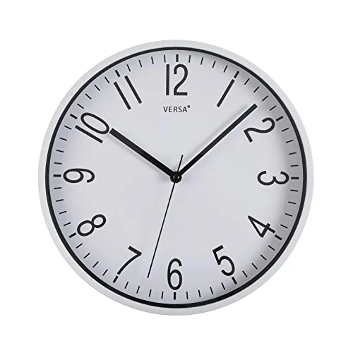 Limited-time offer: Versa Raven Silent Decorative Wall Clock NEW MECHANISM AND IMPROVED QUALITY for Kitchen, Measurements (H x L x W) 30 x 4,3 x 30 cm, Polypropylene, Colour White and black from 10.15 GBP to 10.15 GBP (save 0%)