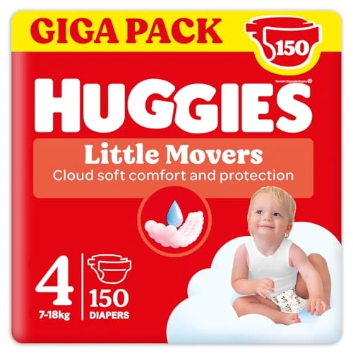 Huggies Ultra Comfort Diapers, Size 4 (7-18 kg), Pack of 150 Diapers, Gigapack Size