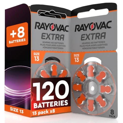 Limited-time offer: 120 Hearing Aid Batteries Size 13 Rayovac Extra + 8 Udivita from 36.99 £ to 36.99 £ (save 0.00%)