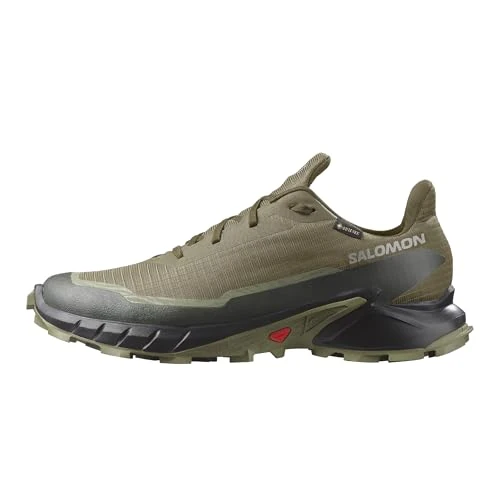 Salomon Alphacross 5 Gore-Tex wasserdichte Herren Trail-Laufschuhe, Outdoor-bereit, Wasser- und Wetterschutz, Anhaltender Komfort, Olive Night, 40