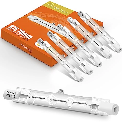 Limited-time offer: Tomosu R7s Halogen Bulb 78mm 150W, Dimmable 230V 2880LM 2800K Warm White J78 Security Light Bulb Linear Floodlight Bulbs 6 Pack from 7.99 GBP to 6.79 GBP (save 15%)