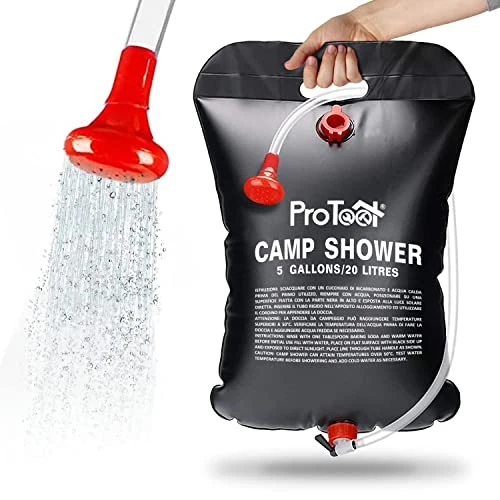 Offerta a tempo: ProTool Doccia Solare Camping, 20L Riscaldamento da Sole Borsa da Campeggio, Doccia Portatile con Tubo Rimovibile e Soffione per Campeggio, Escursionismo Trekking attività all'aperto - 13% da 14.90 € a 12.99 €