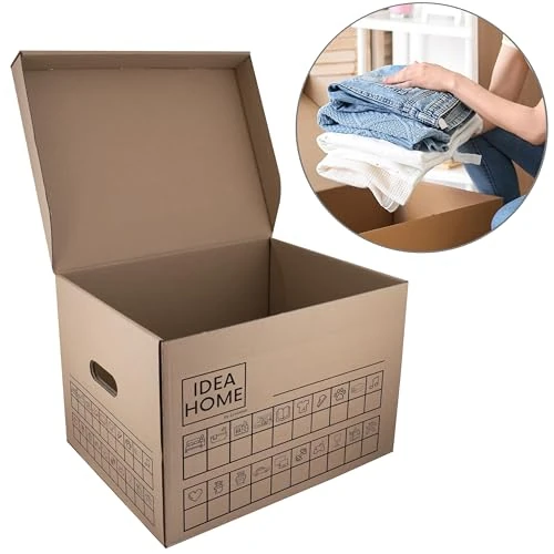 Offre limitée : IDEA HOME Ensemble de 6 Cartons de Déménagement Movebox - Boîtes D'archives et de Rangement en Carton avec Couvercle Très Stable, Capacité de Charge de 30 kg, Taille: 431x333x294mm de 28.34 € à 28.34 € (0.00% de remise)