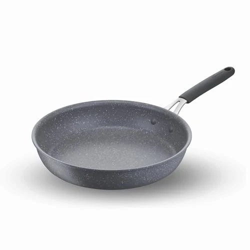 Lagostina Hardening Mineral Non-Stick Steel and Aluminium Frying Pan with Mineral Coating Ø 30 cm, Silicone Handle, Stone Effect, Suitable for All Heat Sources