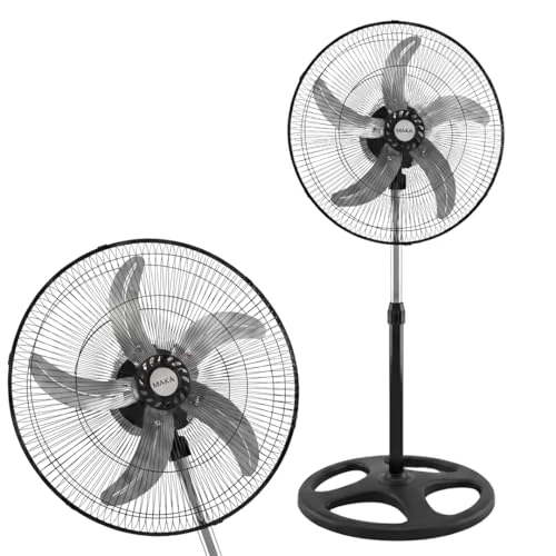 Offerta a tempo: MAKA Ventilatore a Piantana Potente, Ventilatore Metallo 5 Pale, 75W, Basso Consumo, Oscillazione Orizzontale, Ventilatore da Terra Industriale Diametro 50cm, Regolabile Altezza Max 130 cm 3 Velocità - 0.00% da 39.90 € a 39.90 €