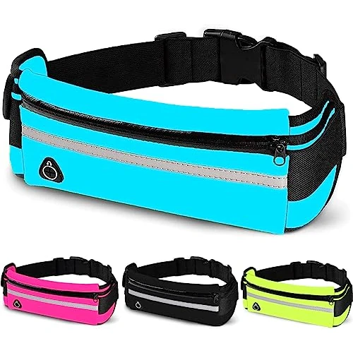 Running Fanny Pack for Men and Women, Waterproof Sports or Travel Waist Bag, Elastic and Adjustable Belt, blue, 20 x 10 cm