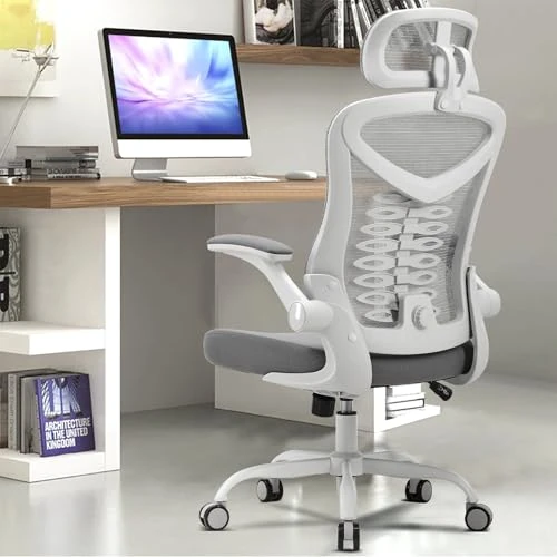 Offerta a tempo: Magic Life Sedia da ufficio Bracciolo ribaltabile a 90° Sedia ergonomica per computer Supporto lombare Regolabile in altezza Dondolo girevole a 360° (Bianco) - 22% da 89.99 € a 69.99 €