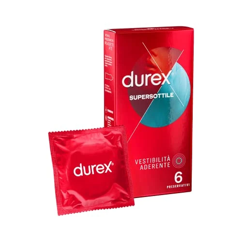 Offerta a tempo: Durex SuperSottile Vestibilità Aderente Preservativi Sottili, 6 Profilattici - 54% da 11.00 € a 5.09 €