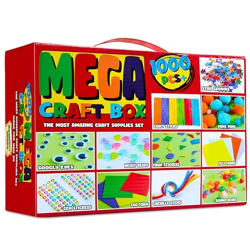 Begrenztes Angebot: Kreativkraft Bastel Kreativ Set Kinder 1000 pcs - Pom Poms, Pfeifenreiniger, Bastelstifte - Geschenk für Mädchen Junge von 21.99 EUR auf 11.99 EUR (Rabatt 45%)