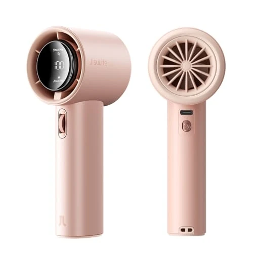 Offerta a tempo: JISULIFE Ventilatore Portatile a Mano, Mini Turbo Ventilatore Regolabile in Velocità (1-100), Batteria Ricaricabile da 3600mAh Con Display Digitale,Viaggi/Campeggio/All'aperto-Rosa - 19% da 65.99 € a 53.29 €