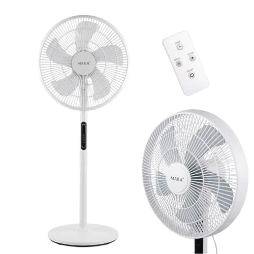 Offerta a tempo: MAKA Ventilatore a Piantana Silenzioso 5 Pale in PVC 39db Basso Consumo 45W Oscillazione Orizzontale Inclinazione Verticale Diametro 40cm Altezza 120 cm 8 Velocità Base 39cm (45 Watt) - 5% da 36.90 € a 35.06 €
