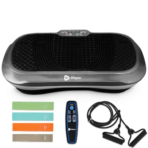 Offerta a tempo: LifePro Waver Pedana Vibrante Dimagrante Per Drenaggio Linfatico E Attivazione Muscolare, Pedana Vibrante Per Allenamento Completo Con 2 Loop Band, 4 Bande Elastiche E Telecomando - Grigio - 15% da 189.99 € a 161.49 €