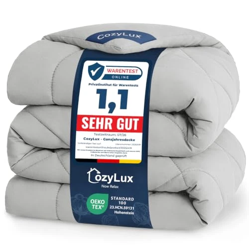 Offre limitée : CozyLux Couette 200x200 cm Gris Clair pour Lit 2 Personnes | Édredon 300g/m² pour les 4 Saisons, Avec 4 Boucles D'Angle, Couverture Chaud en Microfibre, Oeko-tex 100, Lavable en Machine de 35.99 € à 35.99 € (0.00% de remise)