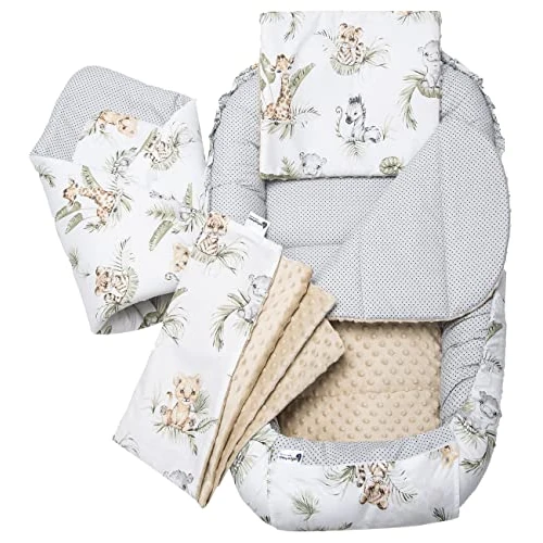 Oferta limitada: Medi Partners Nido Bebe Recien Nacido Reductor de Cuna - 100x60x15 Juego de 5 Piezas bebés anticolicos Bilateral Portátil o de Viaje 100% Algodón (Safari con Minky Beige) de 69.99 EUR a 69.99 EUR (ahorro 0%)