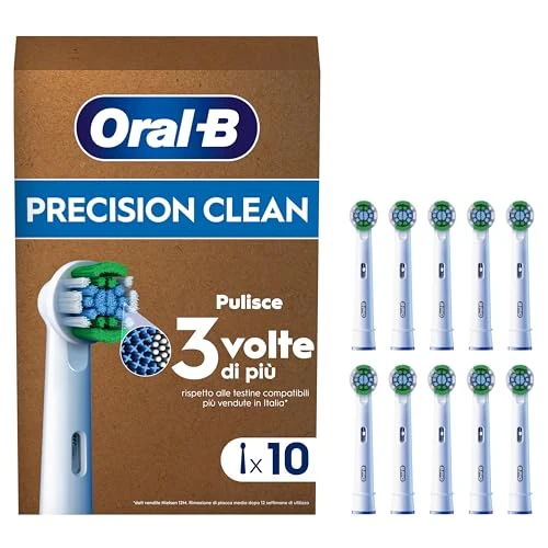 Offerta a tempo: Oral-B Testine Di Ricambio per Spazzolino Elettrico Oral B, 10 Testine Pro Precision Clean Bianche Autentiche, Confezione Adatta Alla Buca Delle Lettere - 40% da 55.99 € a 33.76 €