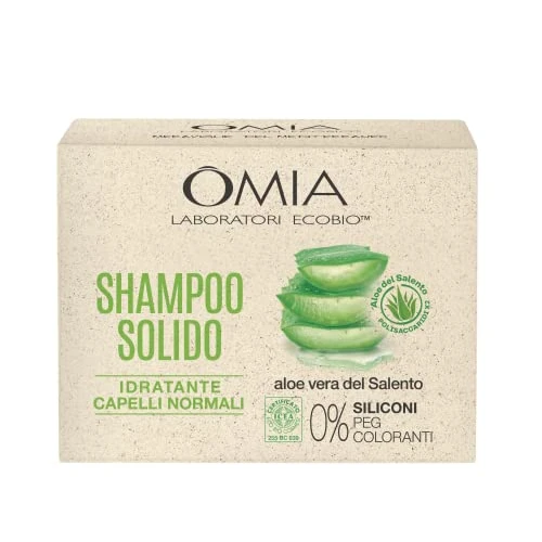 Offerta a tempo: Omia, Shampoo Solido Aloe del Salento per Capelli Normali, Formula Idratante, Senza Siliconi e Coloranti, Adatta a Tutti i Tipi di Pelle - 51% da 7.36 € a 3.60 €