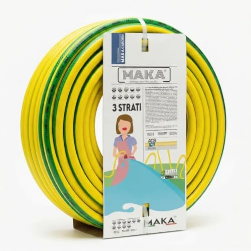 Offerta a tempo: MAKA Tubo per Acqua Giardino 25 metri 1/2 Pollice 3 Strati Pressione 20 Bar, Canna Acqua Giardino, Flessibile Doppio Rinforzo Tessile Retinato Magliato Resiste a Caldo Gelo UV 4 Stagioni - 5% da 24.90 € a 23.66 €