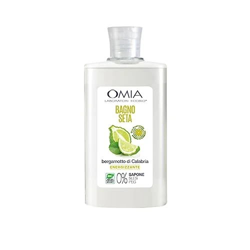 Omia, EcoBio zijden bad met bergamot di Calabria, energetiserende douchegel, maakt de huid stralend en gehydrateerd, dermatologisch getest, fles van 400 ml
