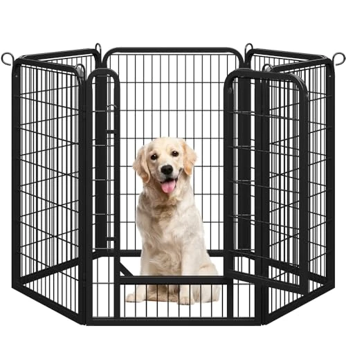 Offerta a tempo: Yaheetech Recinto per Cani Grande 6 Pannelli 68 x 100 cm Conigli Animali Cuccioli per Casa da Interno Esterno Giardino in Ferro Recinzione Rete Metallica Pieghevole e Portatile Nero - 15% da 69.99 € a 59.84 €