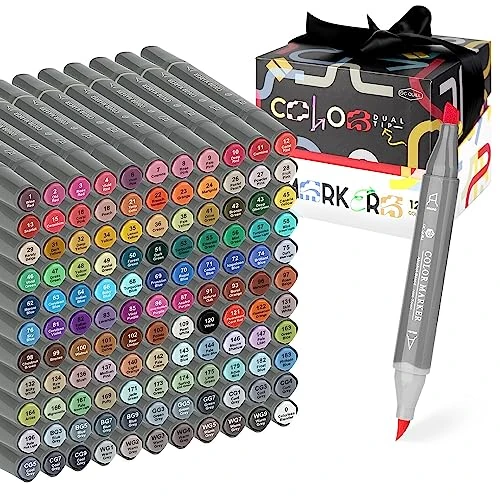 Offerta a tempo: GC QUILL Pennarelli ad alcool con punta a pennello - 121 colori markers con pennello e scalpello a doppia punta per artisti, adulti, schizzi da colorare, illustrazione GC-MK121 - 0.00% da 39.99 € a 39.99 €
