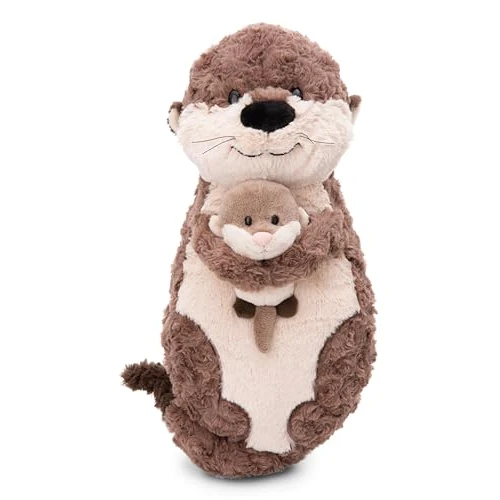 Cojín Nutria y Odalina 40x20cm Gris - Almohada de Peluche sostenible y mullida para niños, niñas, bebés y Amantes de los Peluches, Ideal para casa, la guardería o de Viaje
