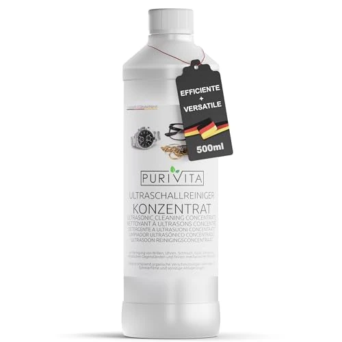 Zeitlich begrenztes Angebot: PURIVITA® Ultraschallreiniger Konzentrat [500ML] - Reinigungsmittel für Ultraschallgeräte - Reinigungsflüssigkeit für Ultraschallreiniger - Ultraschall Reinigung für Brillen, Schmuck, Zahn & Münzen von 8.91 € auf 8.91 € (0.00%