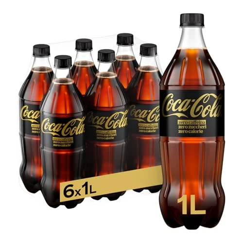 Offerta a tempo: Coca-Cola Zero Zuccheri Zero Caffeina – 6 Bottiglie da 1 L, Tutto il Gusto Coca-Cola Senza Calorie e Senza Caffeina, in bottiglia PET 100% Riciclabile, Bevanda Analcolica con Edulcoranti - 28% da 10.14 € a 7.30 €