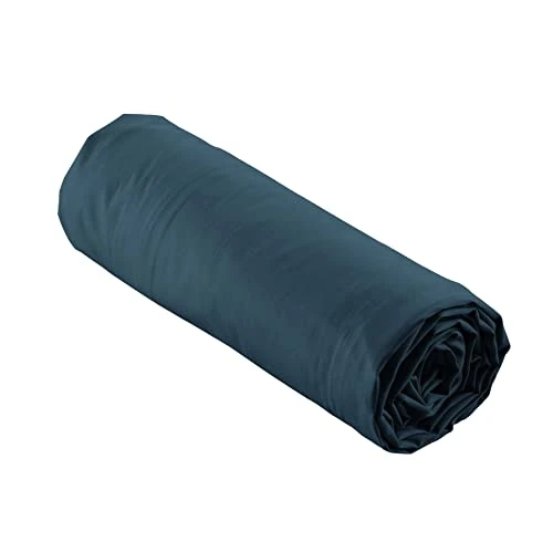 Douceur d'intérieur, Percale Fitted Sheet 180 x 200 cm Midnight Blue Cotton Percale