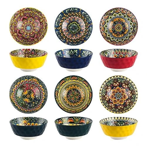 Limitiertes Angebot: Henten Home Salatschüsseln, 6 Stück Schale Bunt Keramik - 750ml, Schalen & Schüsseln für Muesli | Pasta | Salat | Suppe | Cornflakes | Frühstück, Tafelservice Böhmischer Stil von 45.99 EUR auf 45.99 EUR (Spare 0%)