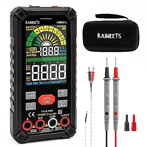 Limited offer: KAIWEETS Digital Multimeter 10000 Counts TRMS Auto Ranging, Rechargeable Smart Multimeter, Color LCD Screen Volt Meter, Measures Voltage, Current, Resistance, Continuity, Capacitance, Frequency from 79.00 USD to 59.99 USD (save 24%)