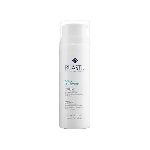 Offerta a tempo: Rilastil Aqua Sensitive Fluido Matt, Emulsione dalla texture Leggera, Idratante Quotidiano per Pelli Sensibili e Secche, con Acido Ialuronico, Confezione da 40ml - 25% da 17.82 € a 13.29 €