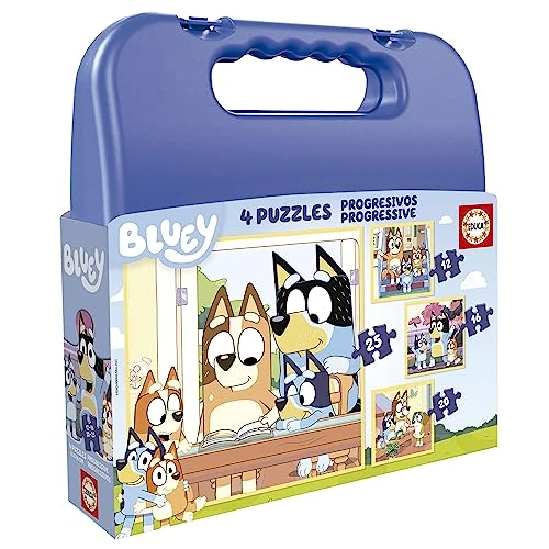 Oferta limitada: Educa - Set de Cuatro Puzzles progresivos de 12 a 25 Piezas con los Personajes de Bluey | Presentados en una magnífica Maleta para Poder guardarlos. Recomendados a Partir de 3 años (19830) de 12.99 € a 10.98 € (ahorro 15%)