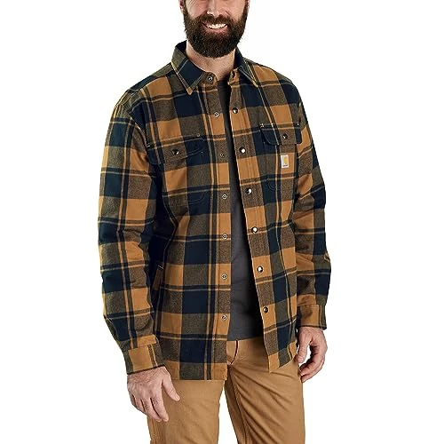Carhartt Flannel Relaxed Fit Sherpa - Maglietta, marrone Carhartt, M