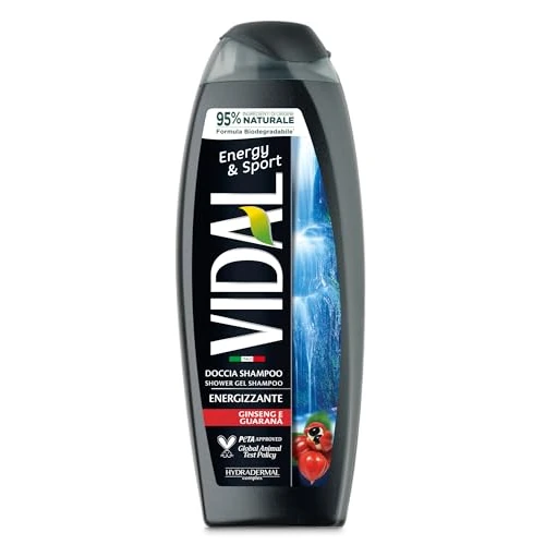 Vidal Energy & Sport Doccia Shampoo Duschshampoo Duschgel mit Ginseng und Guarana,250ml + Italian Gourmet Polpa di Pomodoro 400g Dose