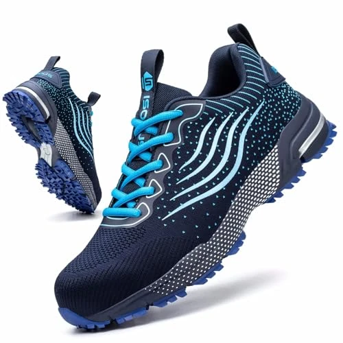 Zeitlich begrenztes Angebot: CYKYGGO Arbeitsschuhe Herren Sicherheitsschuhe Damen Leicht Sportlich Stahlkappe mit Dämpfung Stahlkappenschuhe rutschfest Atmungsaktiv Sneaker Blau 44 von 49.99 € auf 42.49 € (15% Rabatt)