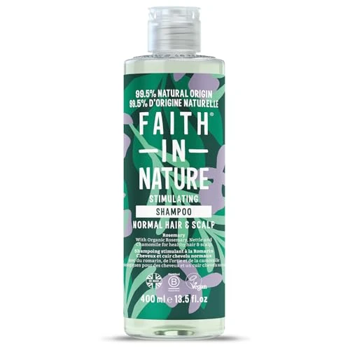 Faith In Nature Champú de romero natural, equilibrado, vegano y libre de experimentos con animales, sin SLS ni parabenos, para cabello normal a graso, 400 ml