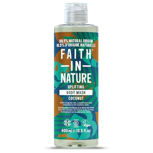 Faith In Nature Natuurlijke kokosnootdouchegel, hydraterend, veganistisch en vrij van dierproeven, zonder SLS of parabenen, 400 ml