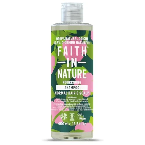 Faith In Nature Natuurlijke wilde rozenshampoo, egaliserend, veganistisch en vrij van dierproeven, zonder SLS of parabenen, voor alle haartypes, 400 ml
