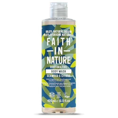 Faith In Nature Natuurlijke douchegel met zeewier en citrusboom, ontgiftend, veganistisch en vrij van dierproeven, zonder SLS of parabenen, 400 ml