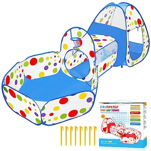 Begrenztes Angebot: MAIKEHIGH 3 in 1 Kinder Spielzelt Tunnel, Pop Up Bällebad mit Krabbeltunnel Spieltunnel Drinnen Draussen Baby Spielhaus Jungen Mädchen Spielzeug Geschenke von 25.69 EUR auf 24.41 EUR (Rabatt 5%)