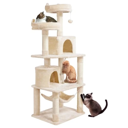 Oferta limitada: Yaheetech Árbol rascador para Gatos Adultos Grandes y medianos con Juguete de Juego, Bolas de Cuerda de sisal Natural, 61 x 49 x 158 cm, Beige de 79.99 € a 50.34 € (ahorro 37.07%)