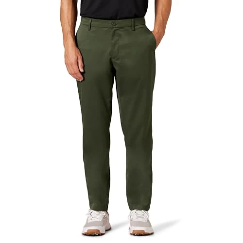 Amazon Essentials Men's Athletic-fit Stretch Golf Trousers (Available in Big and Tall), Dark Olive, 50W / 28L