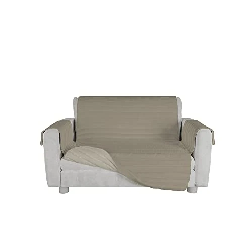 Italian Bed Linen Tweekleurige bankovertrek van microvezel Trendy, taupe/crème, 2-zits