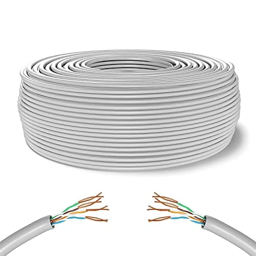 MY SMART SHOP Câble réseau CAT6 écheveau CATe 6 LAN ETHERNET M BOBINE INTERNET PLUG MODEM ROUTER ACCESS POINT REAPETER CCA RJ45 GIGABIT 10/100/1000 Mbps (100, BLANC, FTP)