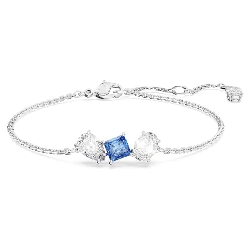 Swarovski Mesmera Armband, Rhodiniertes Damenarmband mit Blauen und Weißen Swarovski Kristallen