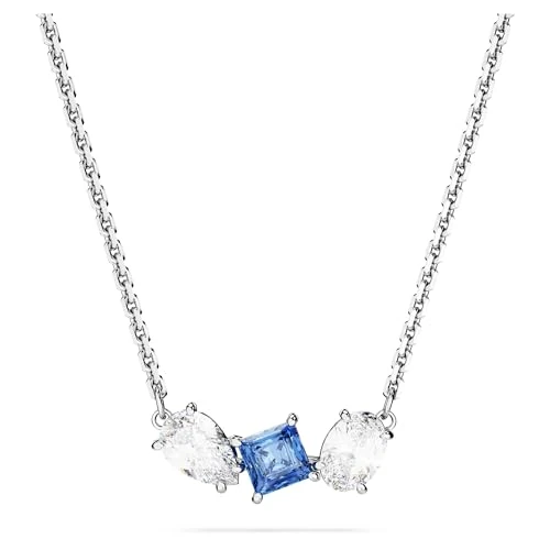 Swarovski Mesmera Pendant Necklace, White and Blue Crystals in a Rhodium Plated Setting, from the Mesmera Collection