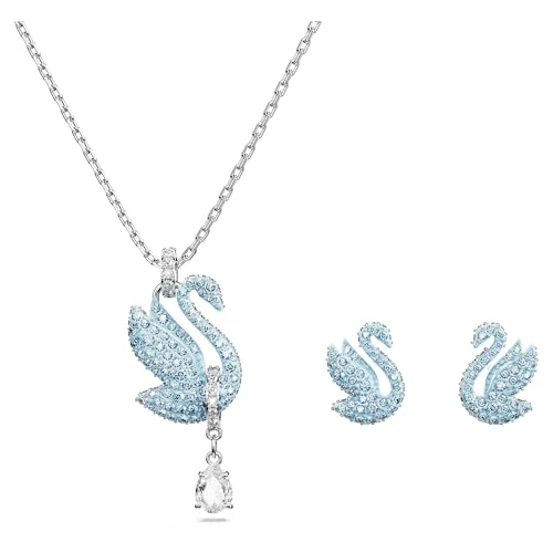 Swarovski Iconic Swan Set, Swan, Blauw, Rodium Toplaag